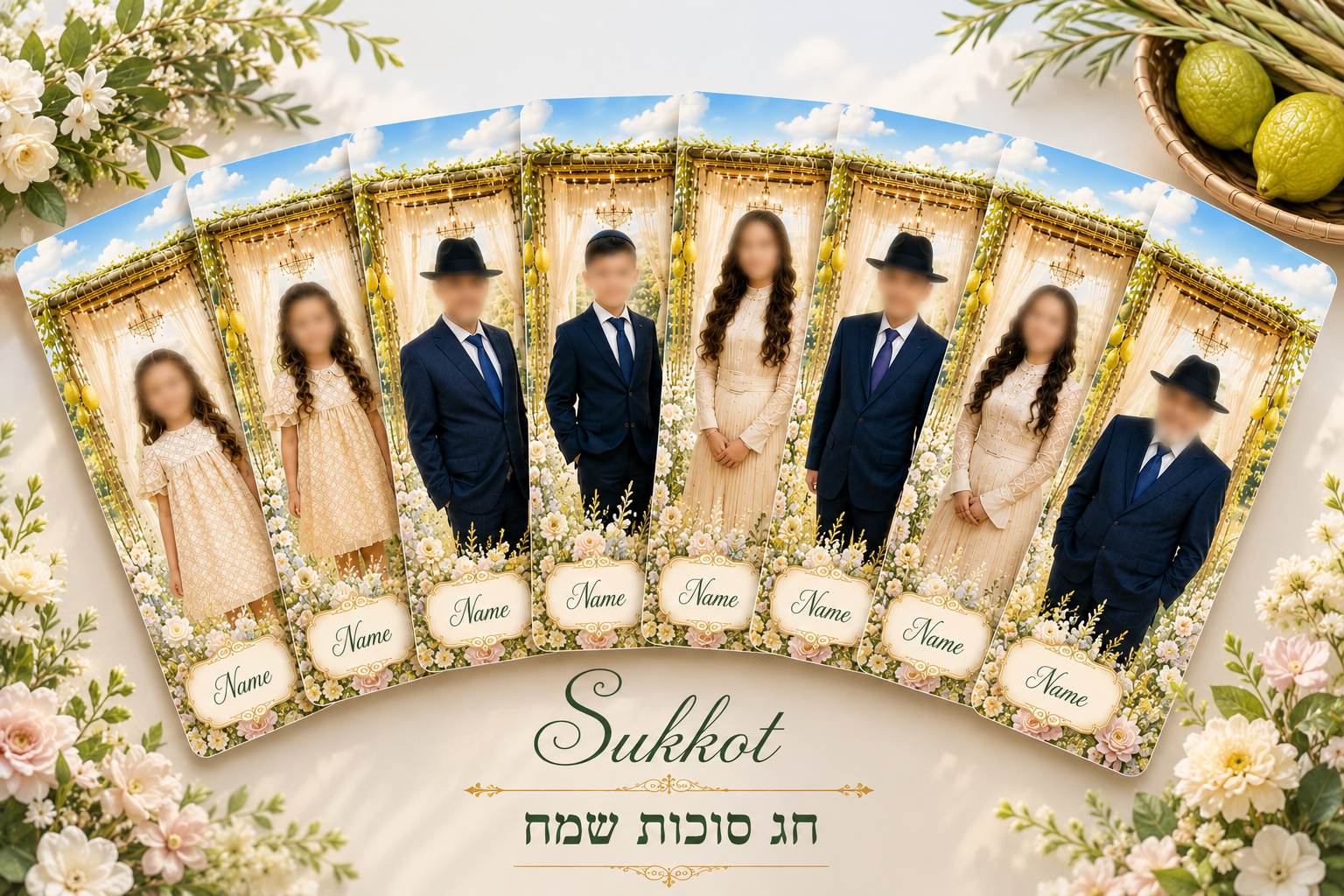 Personalized Photo Place Cards for Jewish Holidays & Celebrations